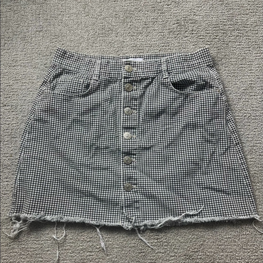 Zara Gingham Denim Mini Skirt | Black & White